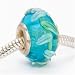 Murano Style Glass Lampwork Bead Fits Pandora Aqua with Blue Vine 16mm (1)