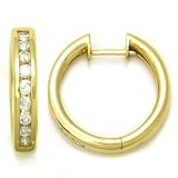 14K Yellow Gold Diamond Hoop Earrings