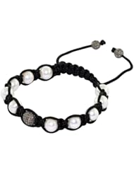 925 Sterling Silver Diamond Macrame Beaded Bracelet Fashion Jewelry