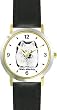 Samoyed (SC) Dog - WATCHBUDDY&reg; CLASSIC DELUXE TWO-TONE THEME WATCH - Arabic Numbers-Black Leather Strap-Size-Large ( Men's Size or Jumbo Women's Size )