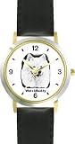 Samoyed (SC) Dog - WATCHBUDDY&reg; CLASSIC DELUXE TWO-TONE THEME WATCH - Arabic Numbers-Black Leather Strap-Size-Large ( Men's Size or Jumbo Women's Size )