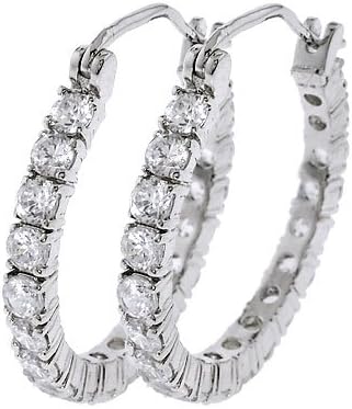 Bridal Simulated Diamond Silver Hoop Earrings Jewellery