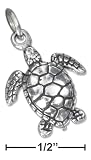 STERLING SILVER THREE DIMENSIONAL SEA TURTLE CHARM