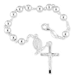 925 Sterling Silver Religious Ball Bead Rosary Bracelet