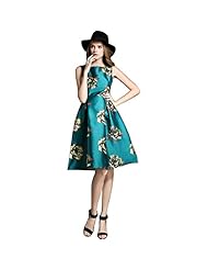 Chiffon Cocktail Floor Length Floral Print Short Sleeves Sleeveless Fit-and-Flare Skater Dress/Homecoming Dress/Party Dress/Wedding Dress/Maxi Dress/Midi Dress 