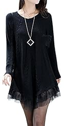 Sweater Pleated Lace Cotton/Polyester/Wool/Knit Spring Fall Winter  Dress