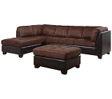 Abbyson Living Santa Maria Sectional Sofa/Ottoman, Dark Brown