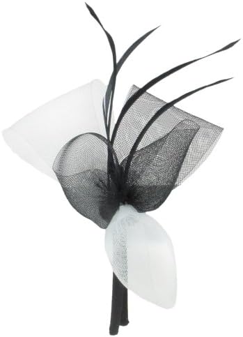 Capelli New York Fascinator Headband With Two Tone Mesh Side And Skinny Feathers