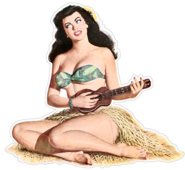 Pin-up art retro sexy pin up pinup girl playing guitar sticker decal 4
