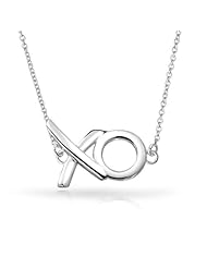 Bling Jewelry Womens 925 Sterling Silver XO Hug N Kisses Necklace 18in