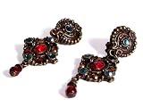 Image of Ladies vintage clip on earrings in a dark coloured metal - design 12302
