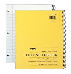 TOPS Lefty Kraft Cover Notebook, 9 x 11 Inch, College Rule, 80 Sheets, Assorted Colors (65128)
