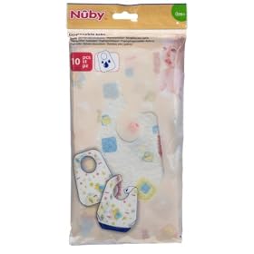 Nuby - ID4153 - Lot de 10 Bavoirs Jetables - Blanc / Imprim�s Couleurs