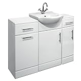 450mm White Gloss Vanity Unit With Basin, Laundry Unit and Bathroom Cupboard