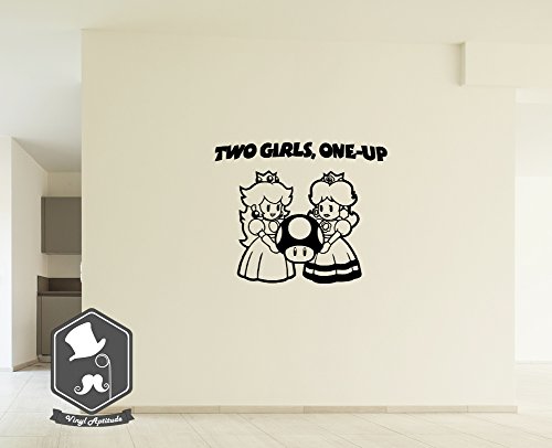 Nintendo Inspired Two Girls One Up Funny Wall Picture Art Decal Sticker for your Home Decor Impovement