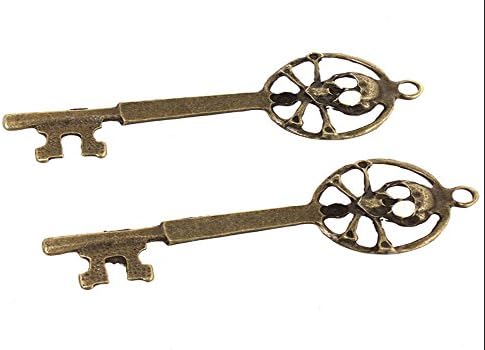 10pcs/bag Vintage Bronze Plated Skull Key Shape Jewelry Metal Charms
