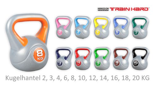 TrainHard Gymnastik Kettlebell Kugelhantel Vinyl Handgewicht 2 bis 20 KG