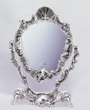 ANTIQUE CHERUB STANDING MIRROR - ANTIQUE CHERUB SILVER STANDING MIRROR