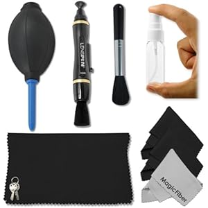 Professional Cleaning Kit for DSLR Cameras (Canon, Nikon, Pentax, Sony) - Includes: Genuine LensPen NLP-1 Camera Cleaning System + High Quality Lens Brush + Air Blower Cleaner + Handy Empty Spray Bottle + 4 Premium MagicFiber Microfiber Cleaning Cloths