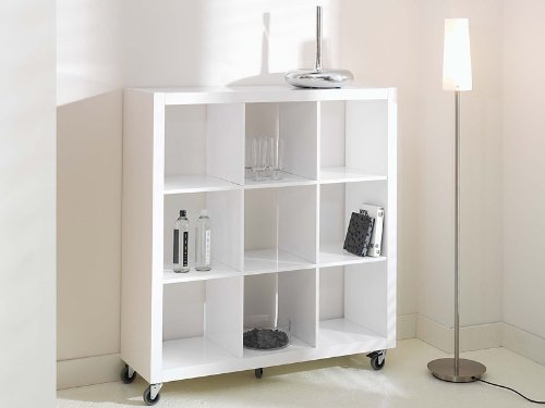 Rollenregal Bücherregal Raumteiler weiss Hochglanz