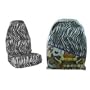 Zebra Black White New Seat Covers. Universal seatcovers will fit most bucket seats in Acura, Chevrolet, Chrysler, Dodge, Ford, Geo, GMC, Honda, Isuzu, Jeep, Mazda, Mercury,Nissan, Pontiac, Suzuki, Saturn, Toyota, Volkswagen Vehicles