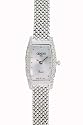Solid 14k White Gold Watch Womens' Tonneau style with diamonds on the bezel
