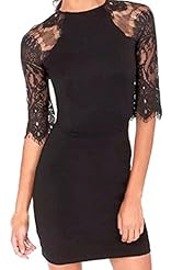 Polyester/Spandex Lace Spring Summer Winter Elbow Length Sleeves Checkered Print Party Dress/Mini Dress 