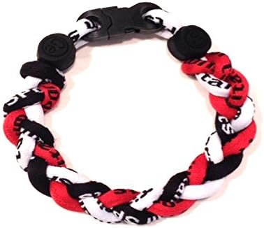 Fabulicious Titanium Jewelry Men's Black Red White Bracelet - Braided Ionic Sports Wristband 3 Rope (XXS - 6.5 Inch) Titanium