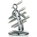 The Ex 5-Piece Stainless-Steel Knife Set with Unique Holder, Chrome