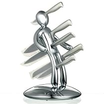 The Ex 5-Piece Stainless-Steel Knife Set with Unique Holder, Chrome