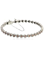 Marcasite and Garnet Heart Bracelet, 7.5"