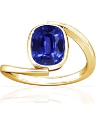 18K Yellow Gold Cushion Cut Blue Sapphire Solitaire Ring (GIA Certificate)