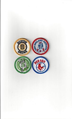 Set of 4 Boston Bruins Celtics Red Sox New England Patriots 2" Round Patch Old Logo