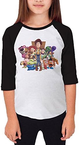 Kid's Cute Toy Story 100% Cotton 3/4 Sleeve Athletic Baseball Raglan T-Shirt Black US Size S