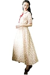 Polyester Elasticized   Waistline Floral Print Midi Dress 