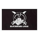 Pirate - Blackbeard Lives - Flag 3ft x 5ft Printed Polyester