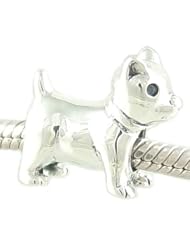 Authentic Biagi Sterling Silver Puppy European Bead Charm fits 3mm Charm Bracelets