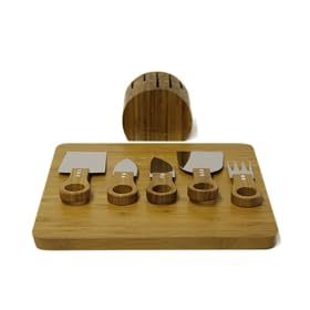 Mango Leaf 15502 Bamboo Cheese Set with Board by Mango Leaf