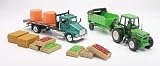Farm Utility Truck Playset with Tractor, Dump Trailer, Tanks, Vegetable Crates and Hay Bales - 1:43 scale