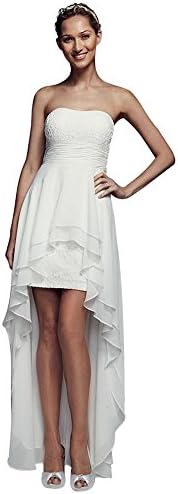 Strapless Lace and Chiffon High Low Wedding Dress