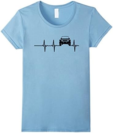 Heartbeat EKG LOVE with Jeep Shirt T-shirt - Female Large - Baby Blue