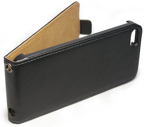 dcone iPhone5 ストラップホール付き シンプル フラップケース レザー・本革 ハイクオリティー IP5-0007BK ブラック