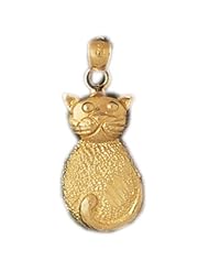 Dazzlers Solid 14k Gold Cat Charm Pendant Available in three colors from jewelsberry (weights: 1.8 grams only)