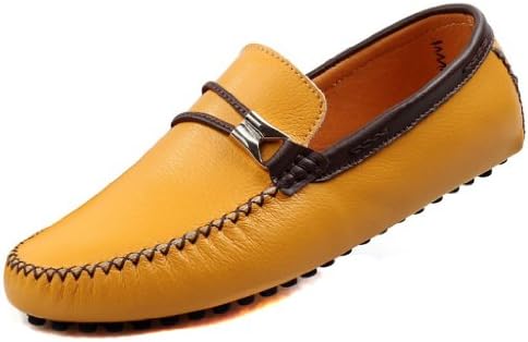 JiYe Men's Driving Shoes Leather Slip-On Loafer