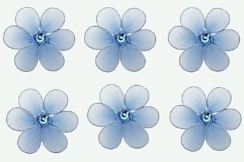 2" Blue Mini (X-Small) Daisy Flower Daisies Flowers 6pc set - nylon nursery bedroom girls room ceiling wall decor wedding birthday party baby bridal shower