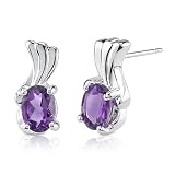 1.50 Carats Oval Shape Amethyst Earrings in Sterling Silver