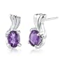 1.50 Carats Oval Shape Amethyst Earrings in Sterling Silver