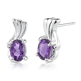 Buy 1.50 Carats Oval Shape Amethyst Earrings in Sterling Silver by Peora