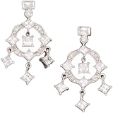 Cubic Zirconia Chandelier With Small Square Hanging Cubic Zirconia .925 Sterling Silver Earrings