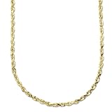 14 Yellow Gold 2.5mm Diamond Cut Rope Chain Necklace, 24"